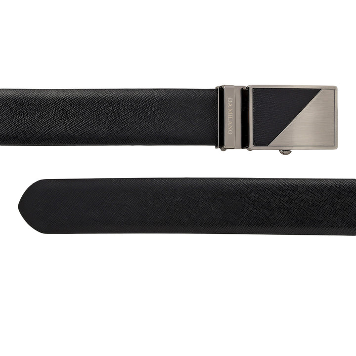 Semi Formal Saffiano Leather Mens Belt - Black