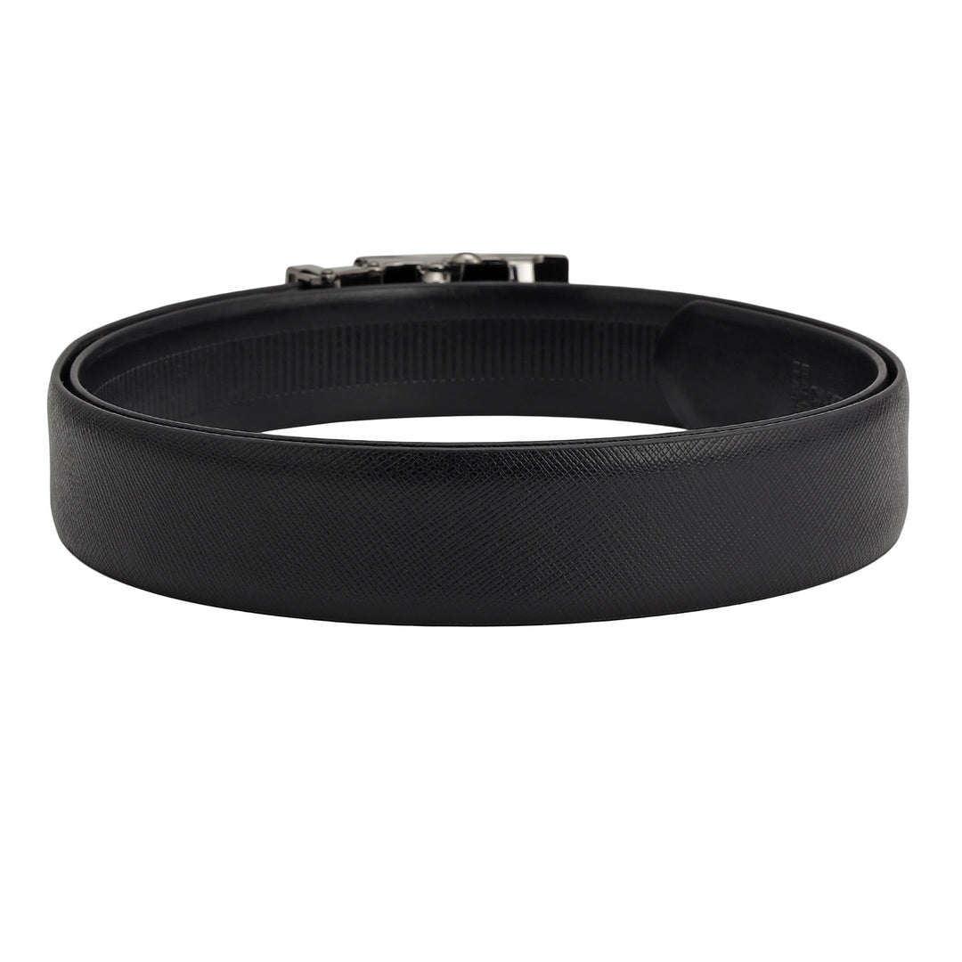 Semi Formal Saffiano Leather Mens Belt - Black