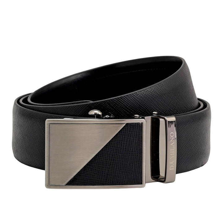 Semi Formal Saffiano Leather Mens Belt - Black