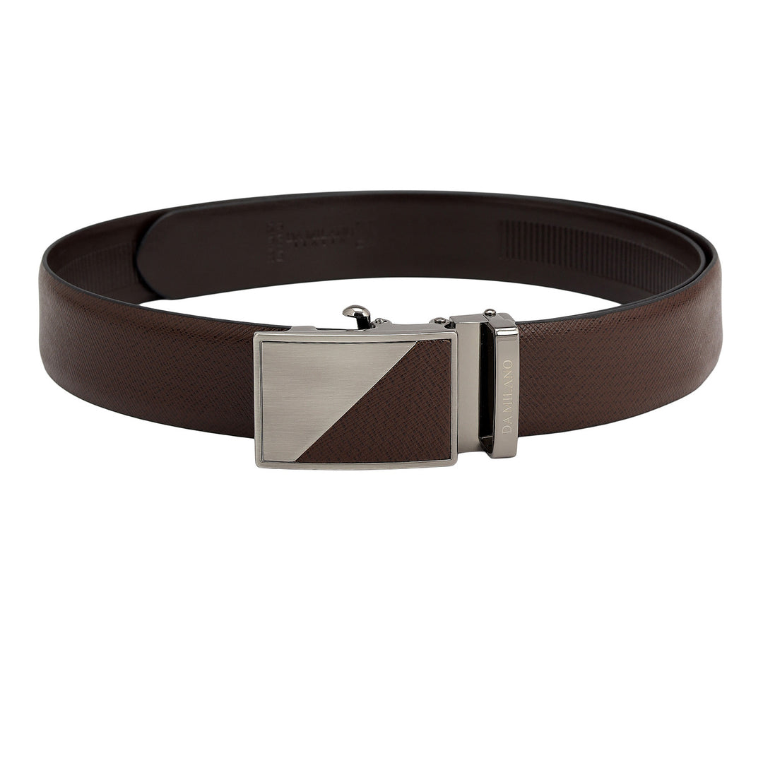 Semi Formal Saffiano Leather Mens Belt - Brown