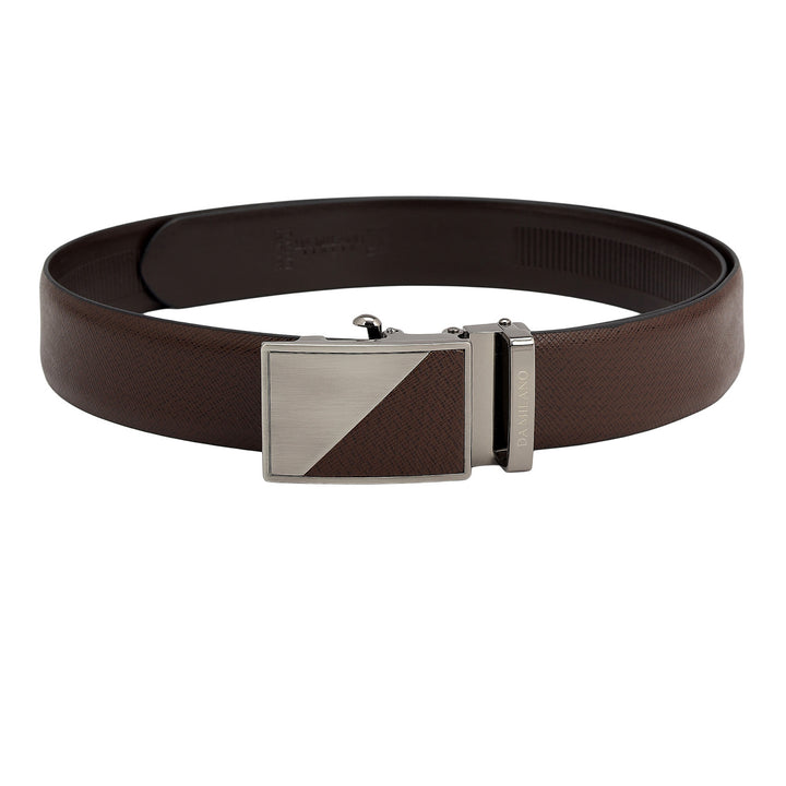 Semi Formal Saffiano Leather Mens Belt - Brown