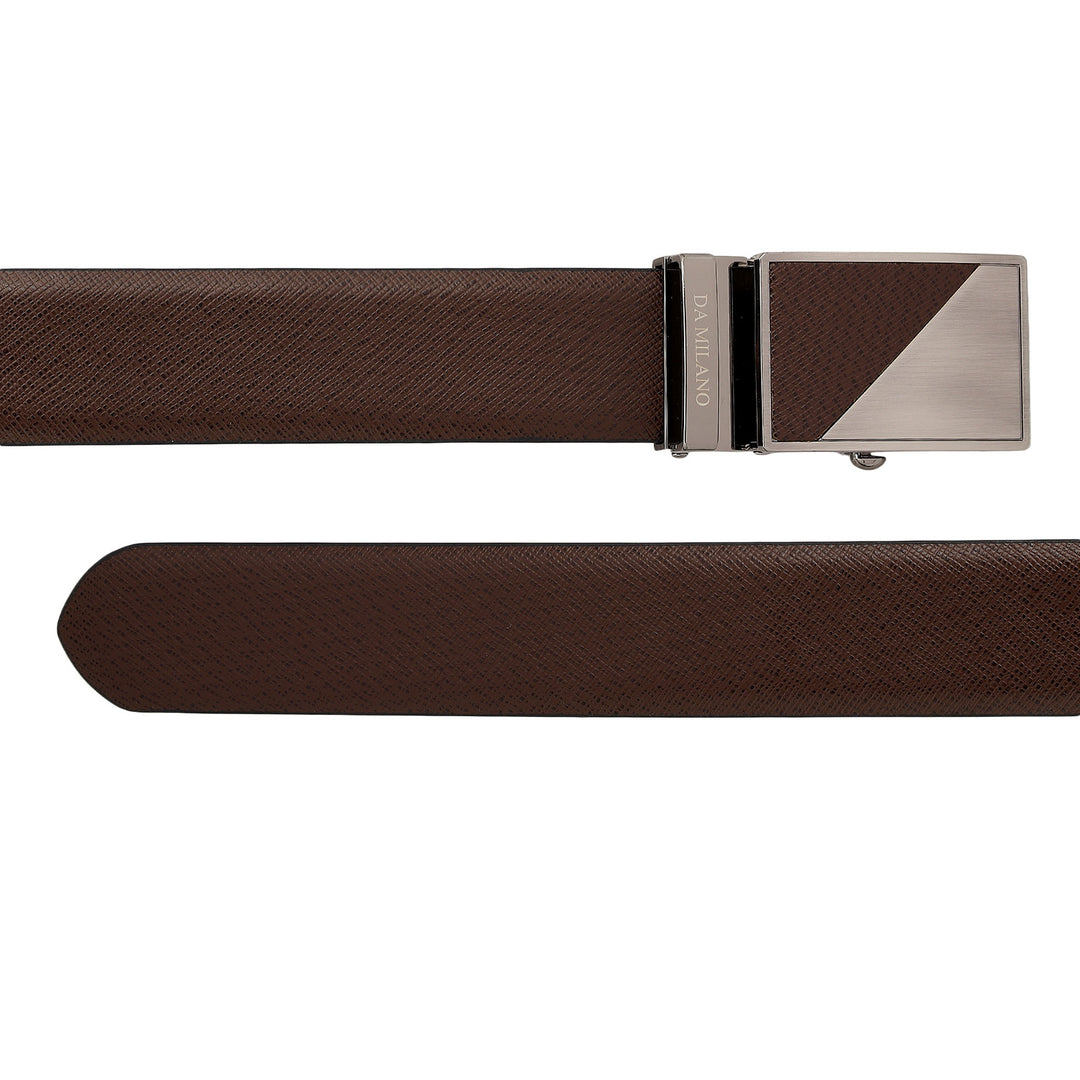 Semi Formal Saffiano Leather Mens Belt - Brown