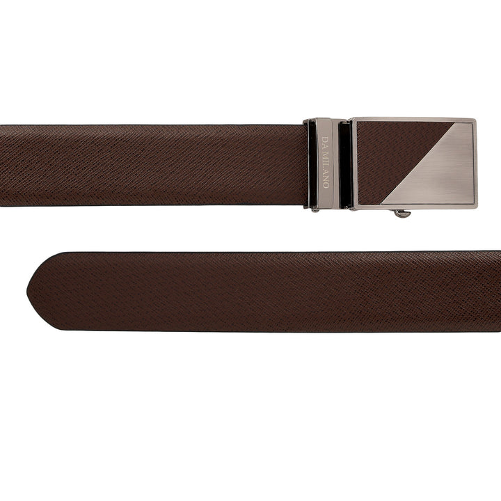 Semi Formal Saffiano Leather Mens Belt - Brown
