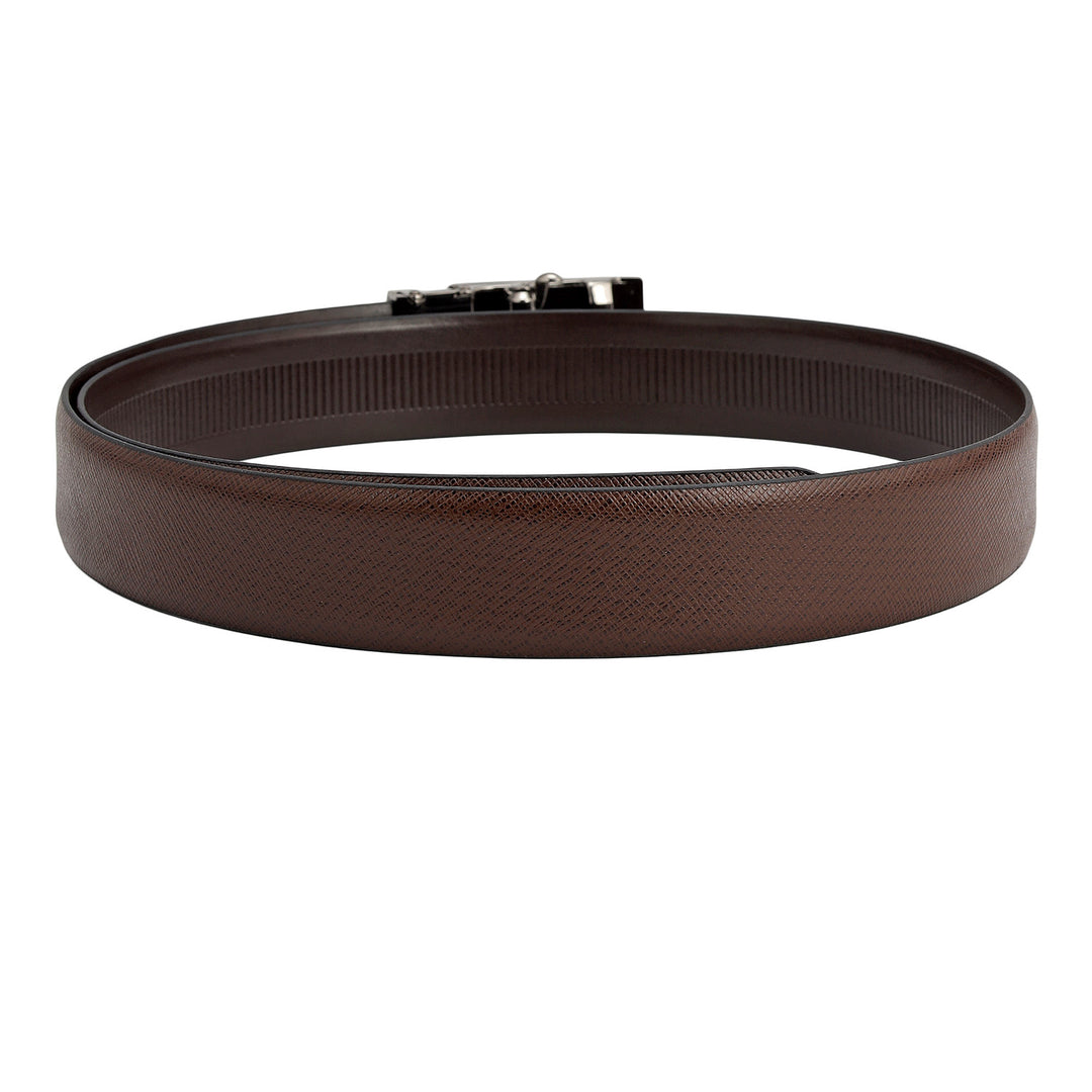 Semi Formal Saffiano Leather Mens Belt - Brown