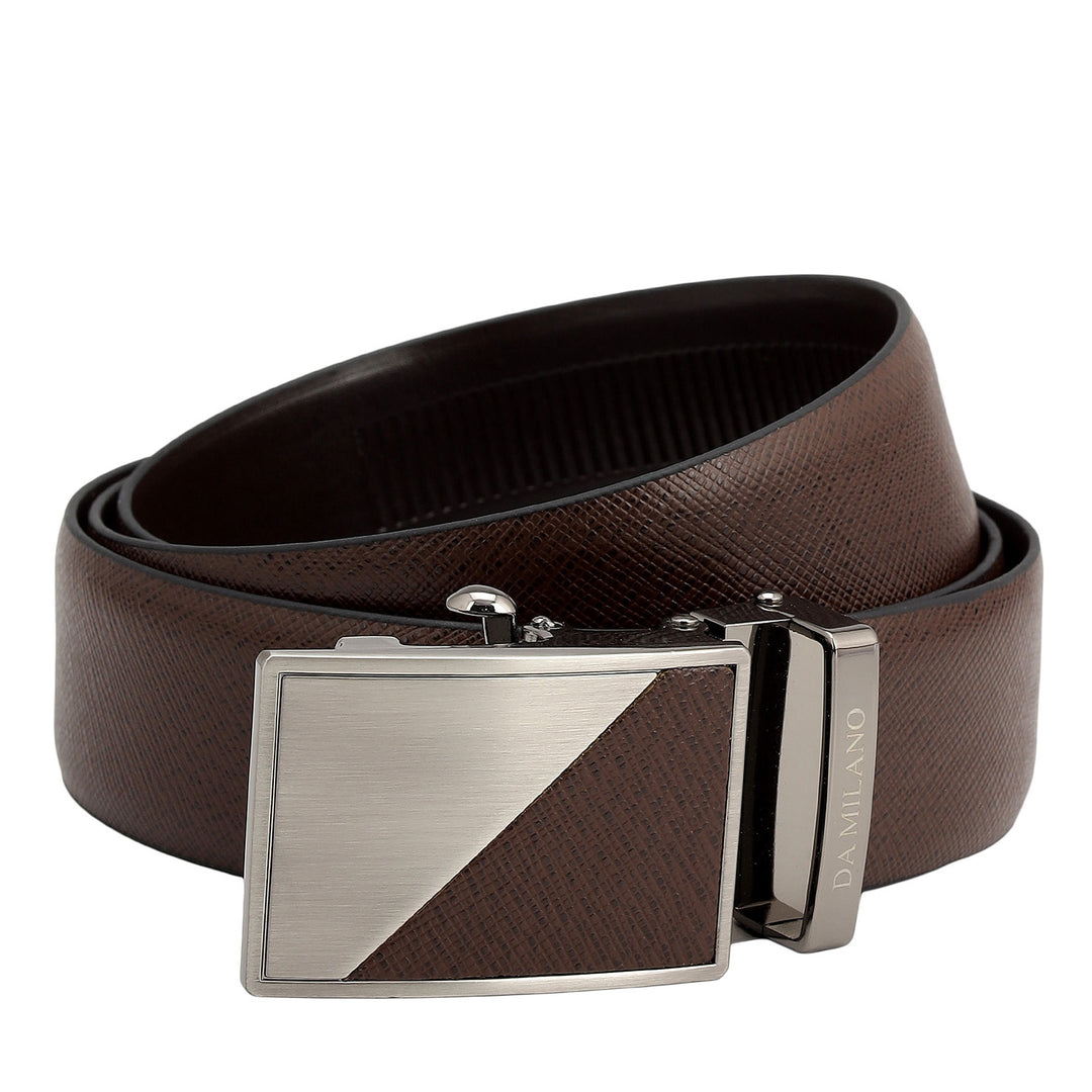 Semi Formal Saffiano Leather Mens Belt - Brown