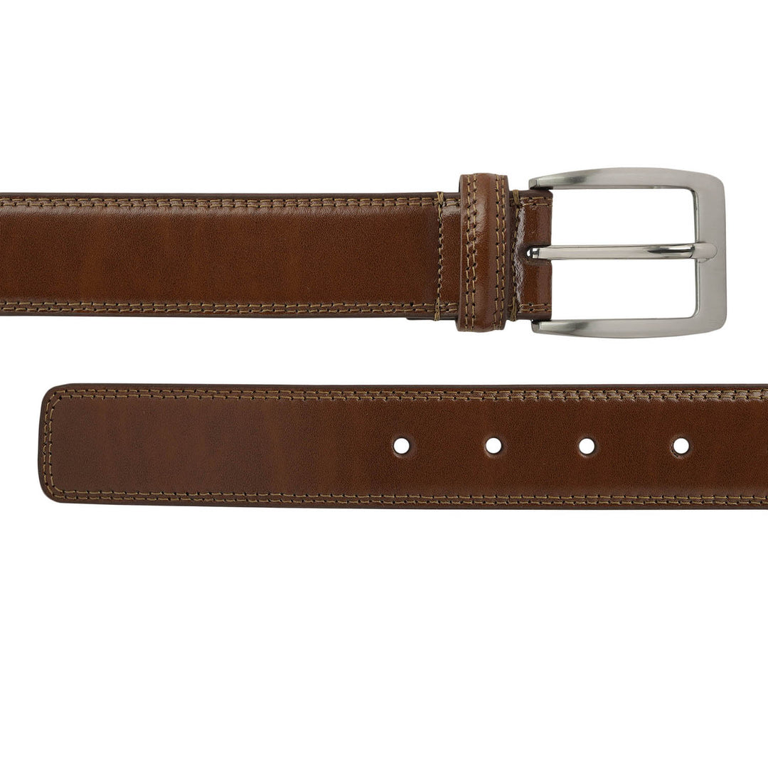 Formal Plain Leather Mens Belt - Cognac