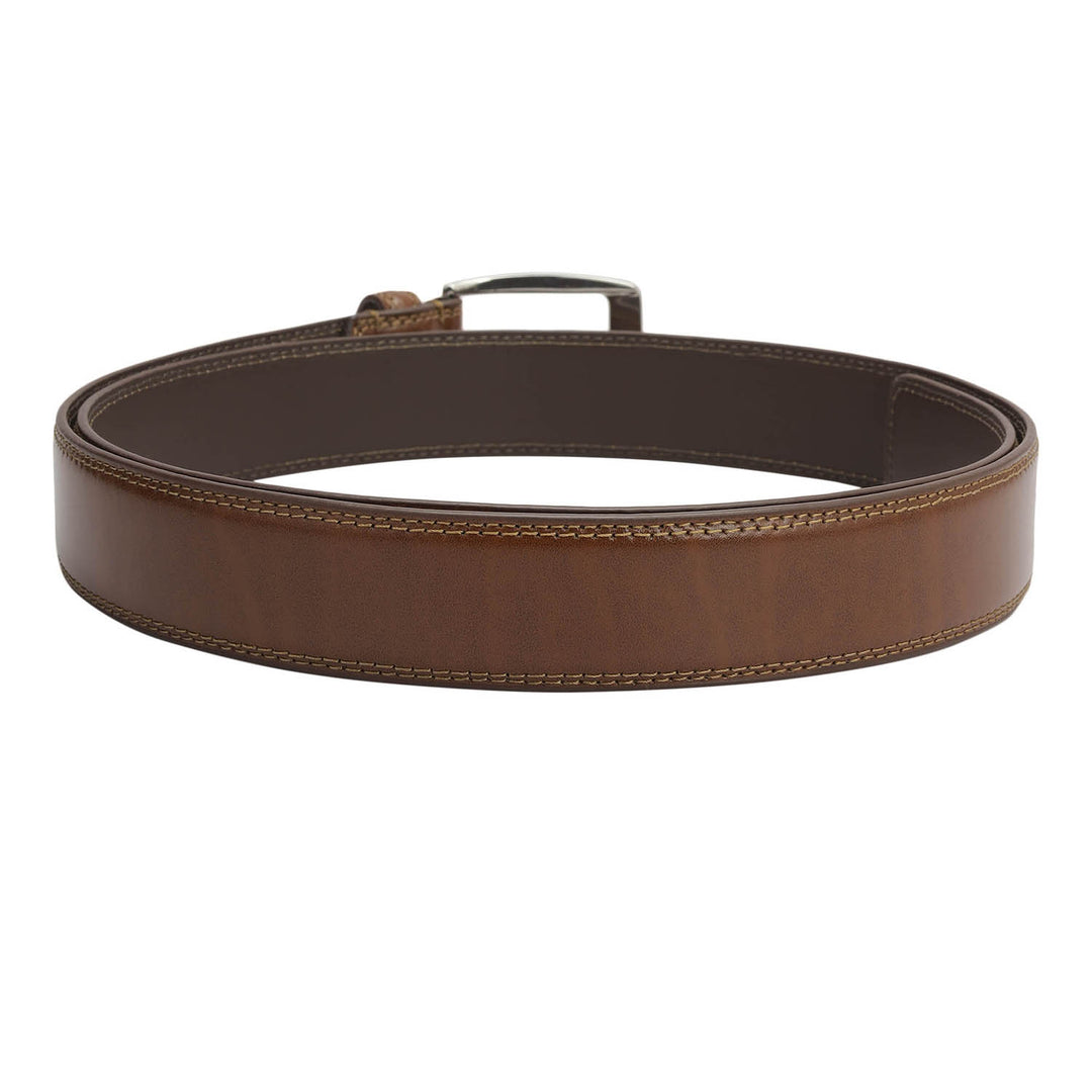 Formal Plain Leather Mens Belt - Cognac