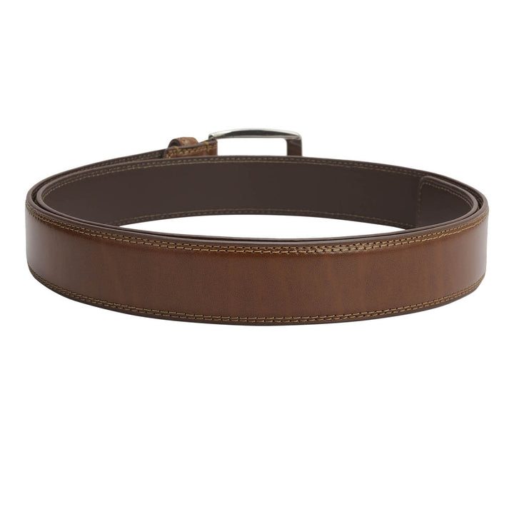 Formal Plain Leather Mens Belt - Cognac