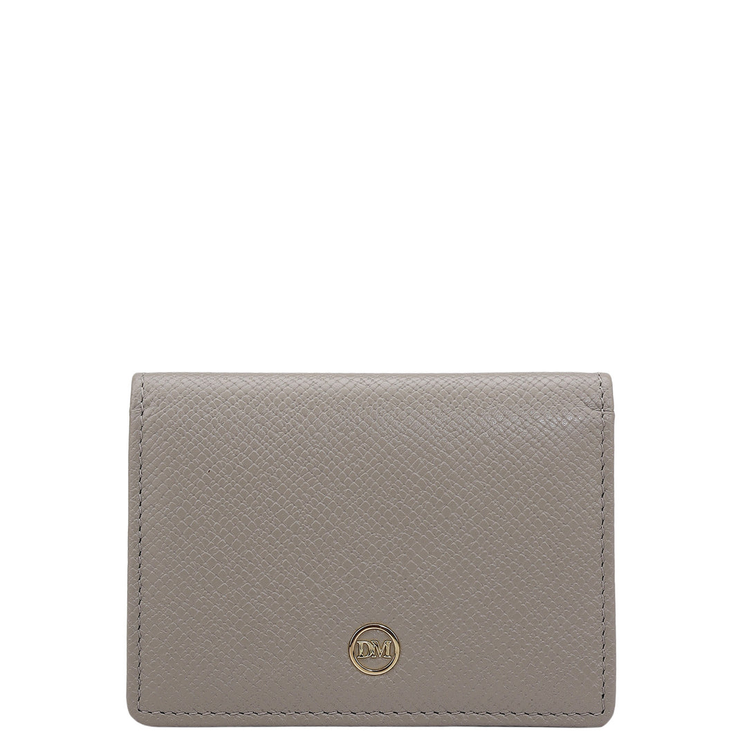 6 Slots Leather Card Case - Stone Grey