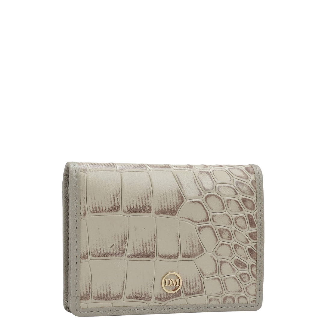 Croco Leather Card Case - Frost