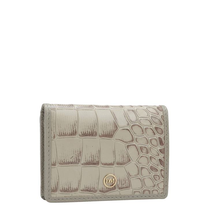Croco Leather Card Case - Frost