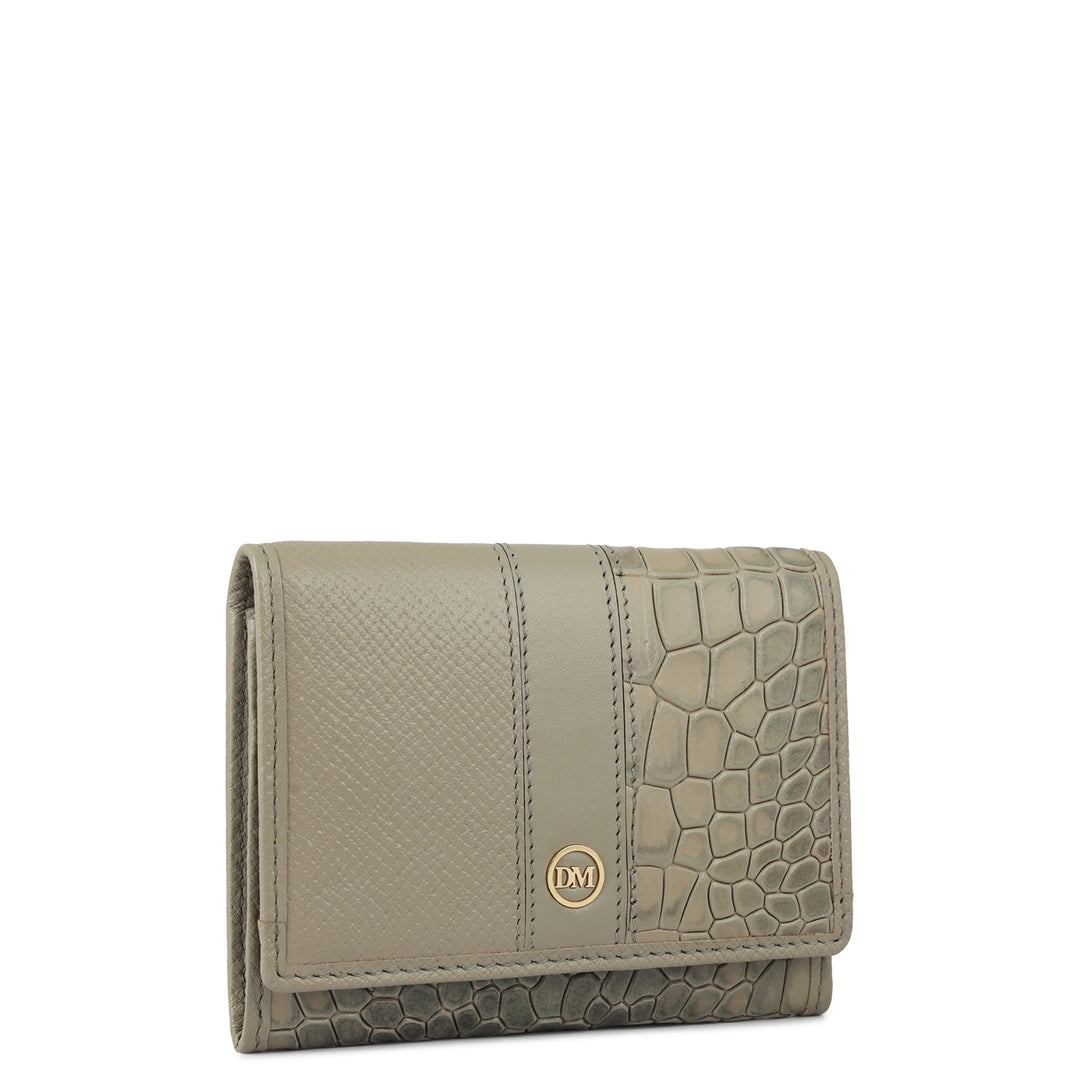 3 Slots Leather Card Case - Stone Grey