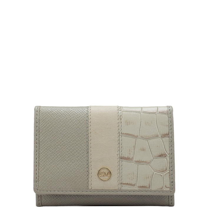 Franzy Croco Leather Card Case - Chalk
