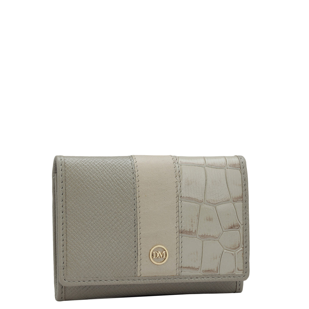 Franzy Croco Leather Card Case - Chalk