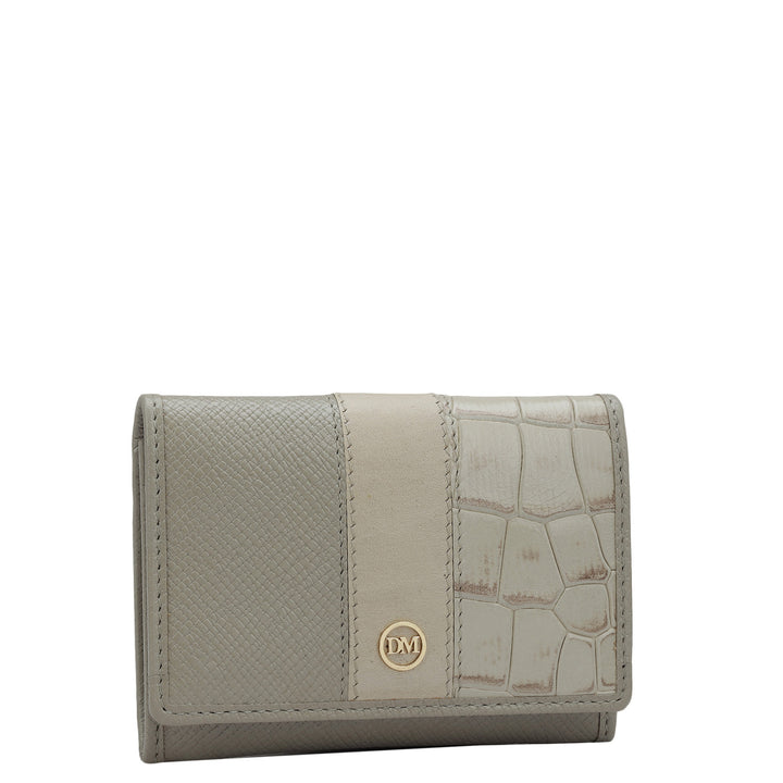 Franzy Croco Leather Card Case - Chalk