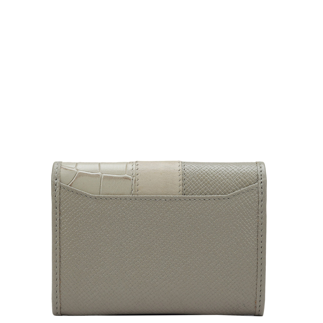 Franzy Croco Leather Card Case - Chalk