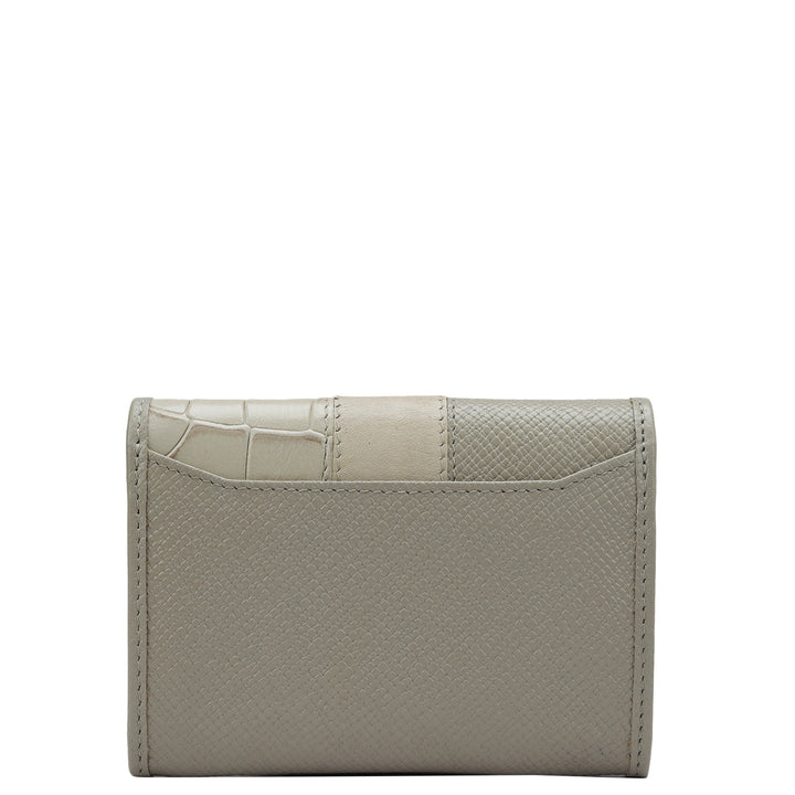 Franzy Croco Leather Card Case - Chalk