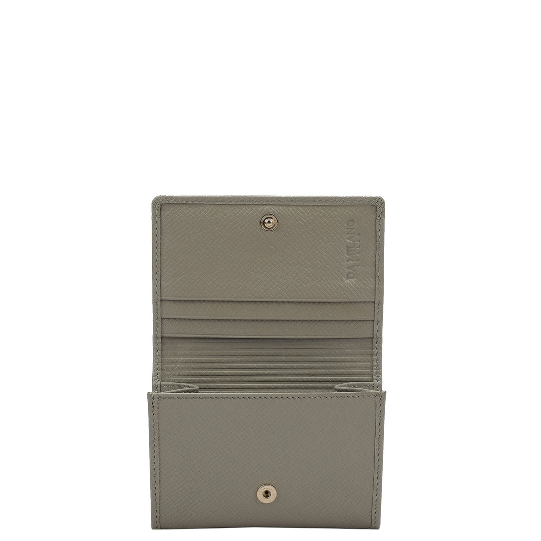 Franzy Croco Leather Card Case - Chalk