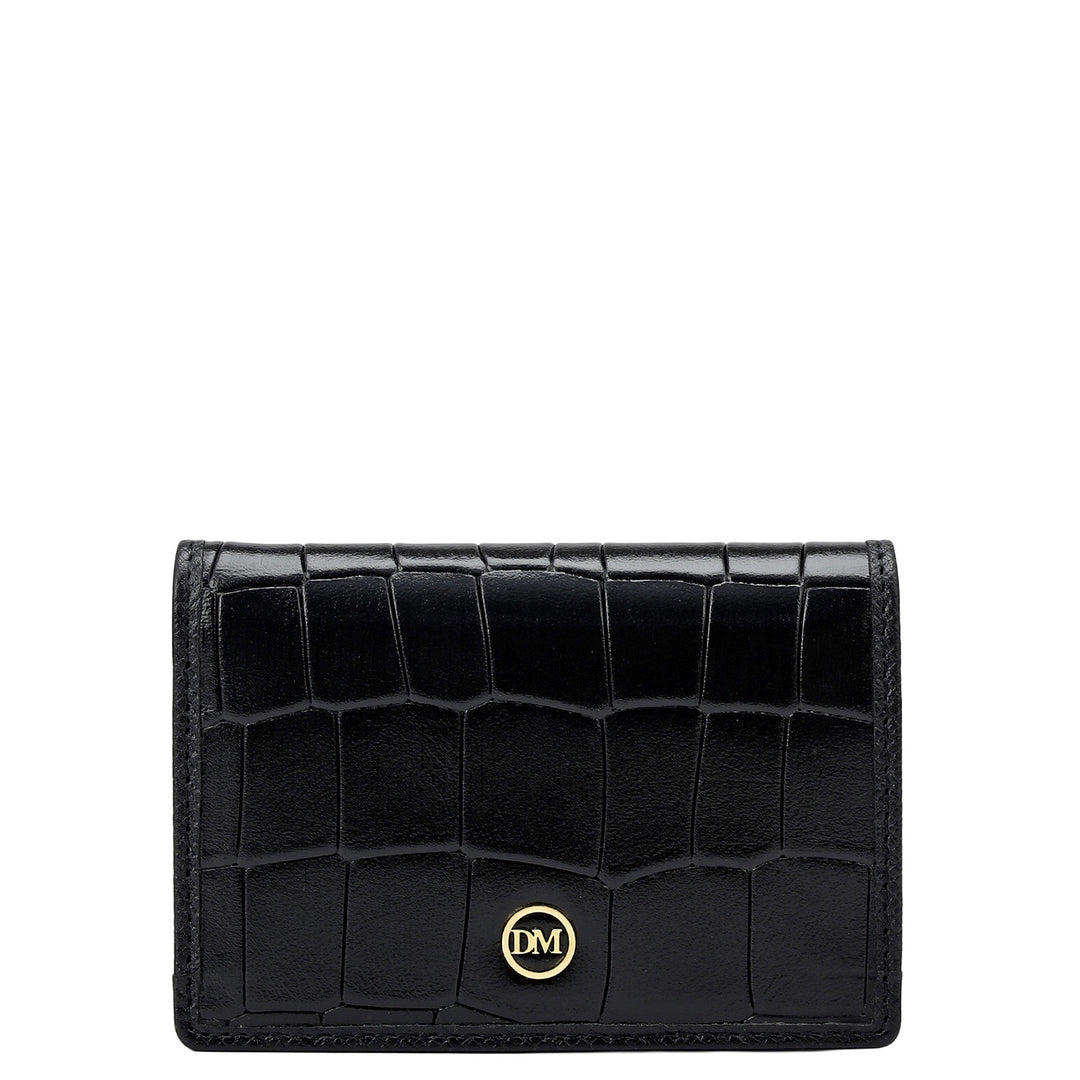 Croco Leather Card Case - Black