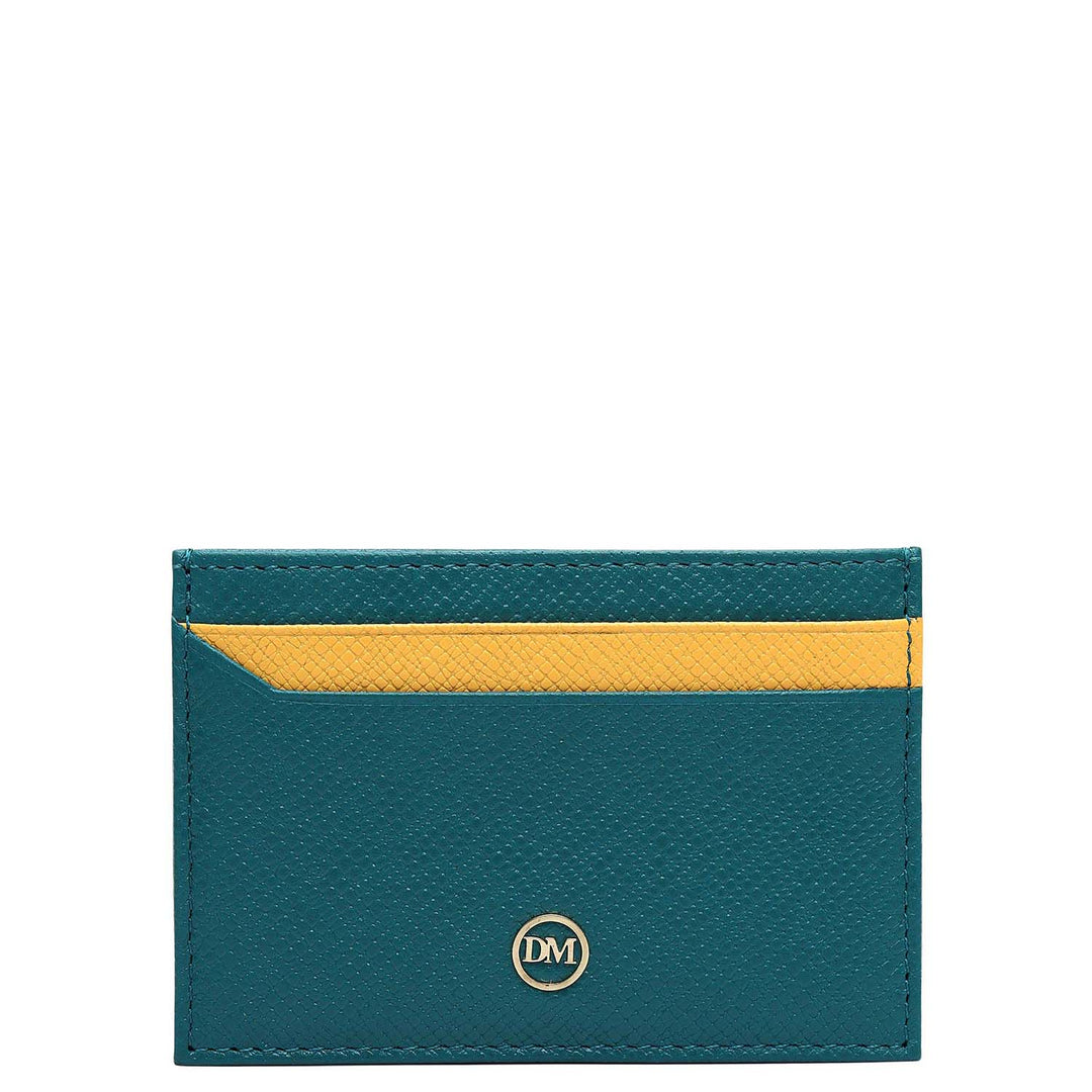 4 Slots Leather Card Case - Teal