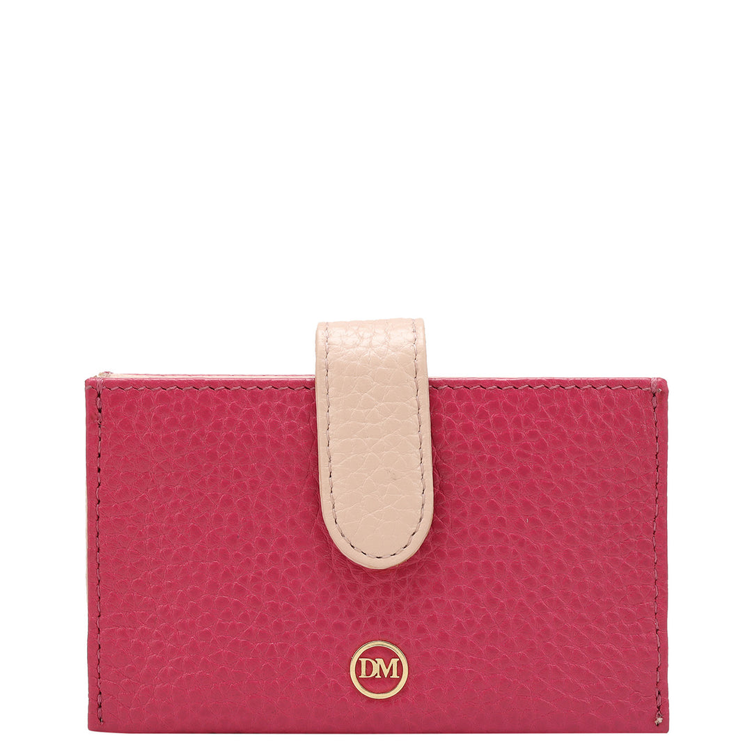 Wax Leather Card Case - Magenta