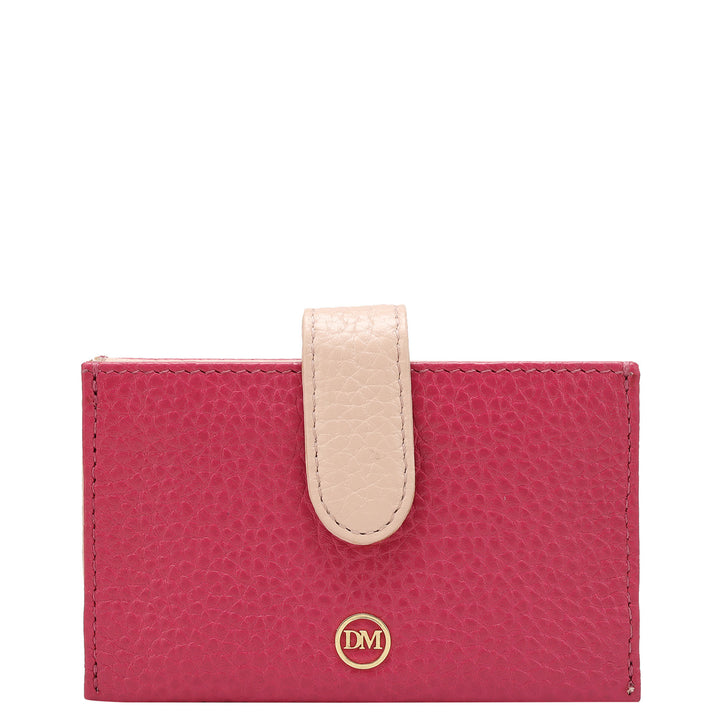 Wax Leather Card Case - Magenta