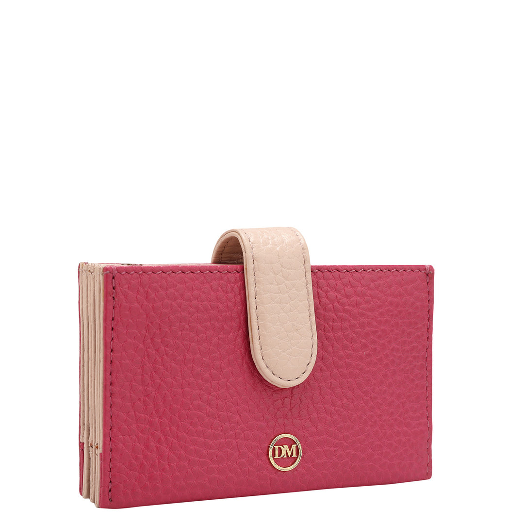 Wax Leather Card Case - Magenta