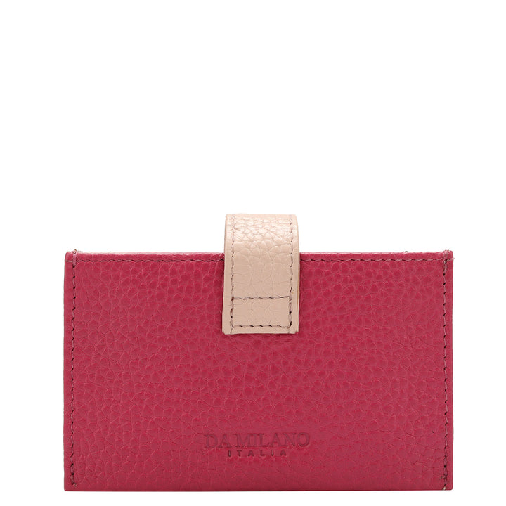 Wax Leather Card Case - Magenta
