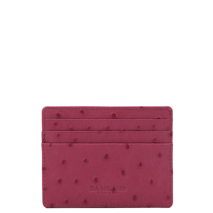 Ostrich Leather Card Case - Magenta