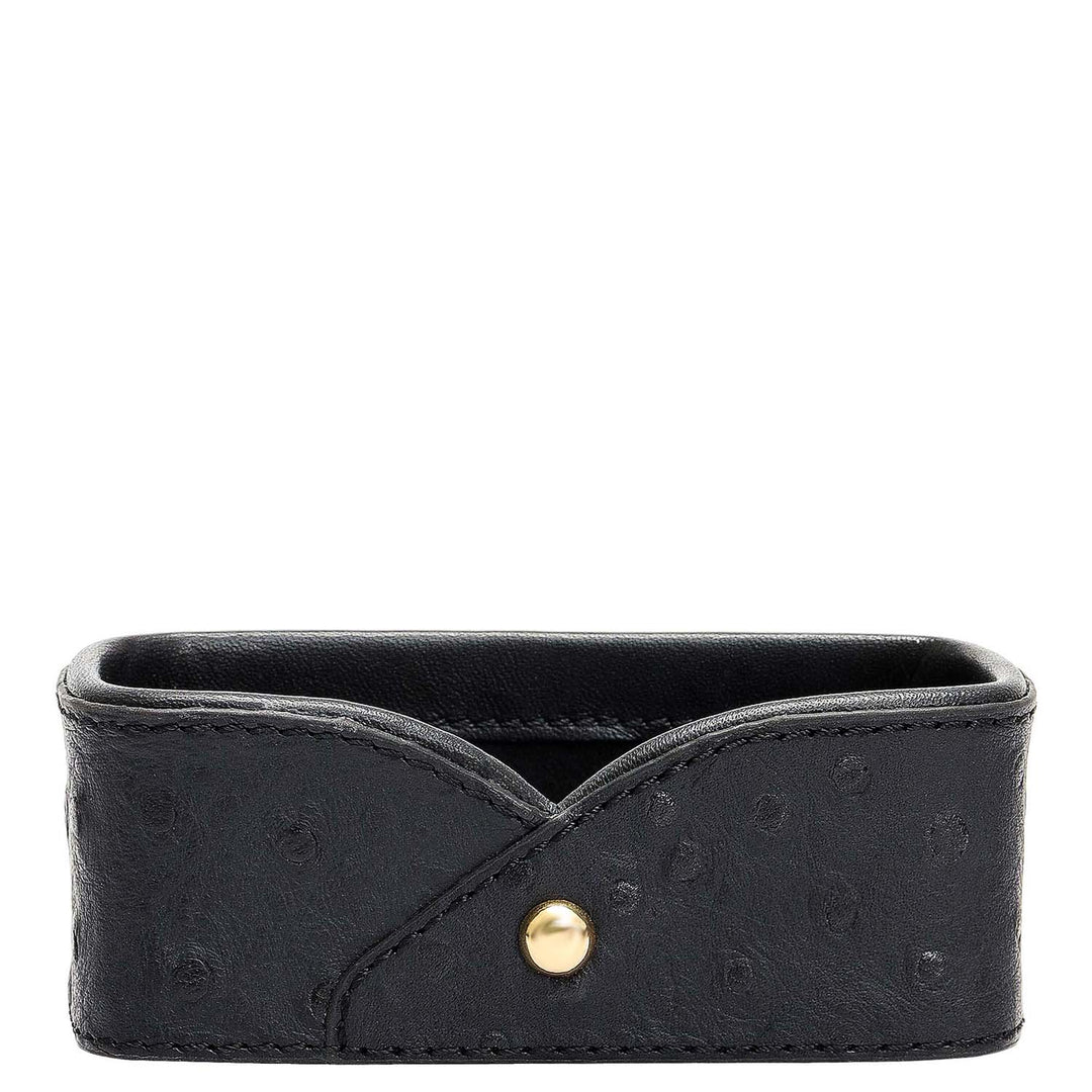 Ostrich Leather Card Organiser - Black