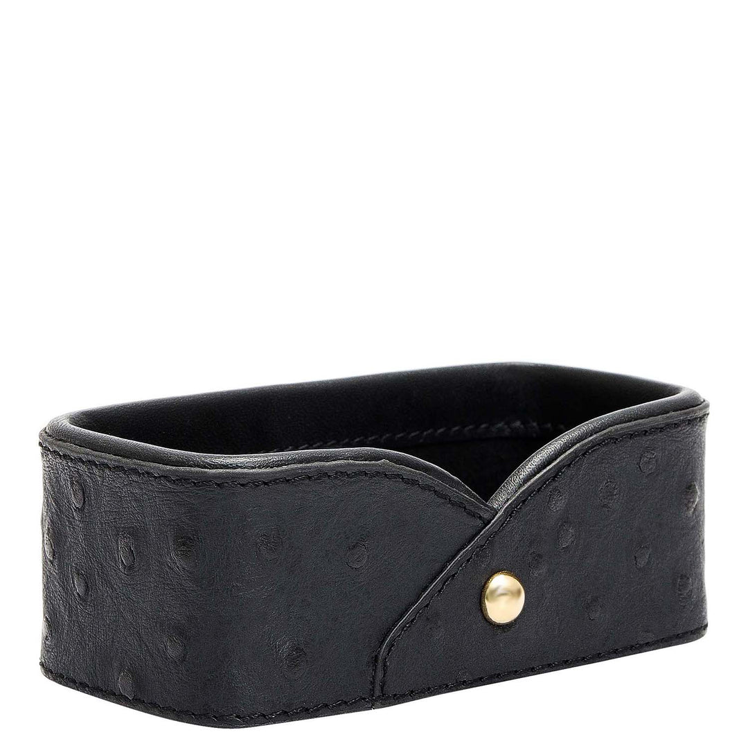 Ostrich Leather Card Organiser - Black