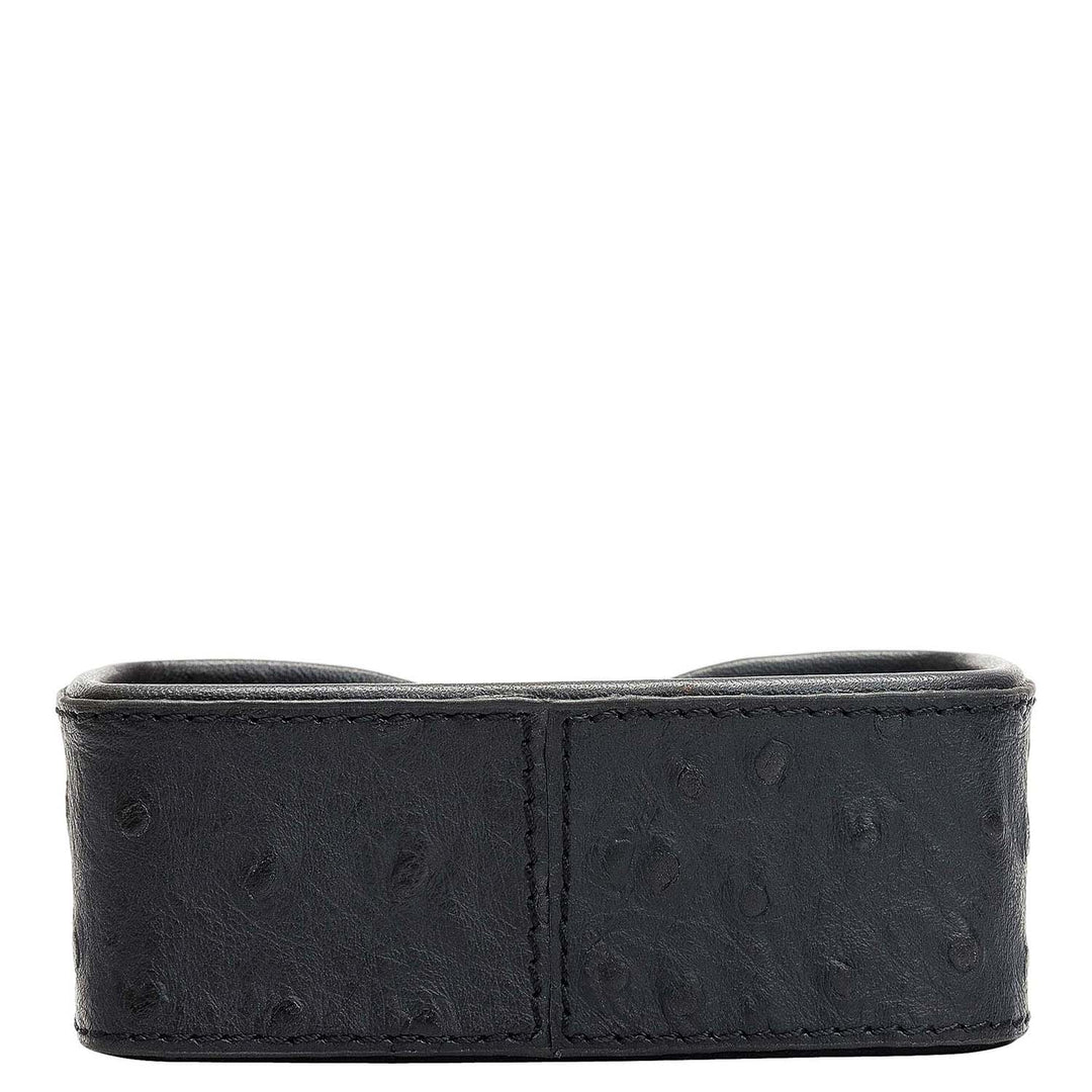 Ostrich Leather Card Organiser - Black