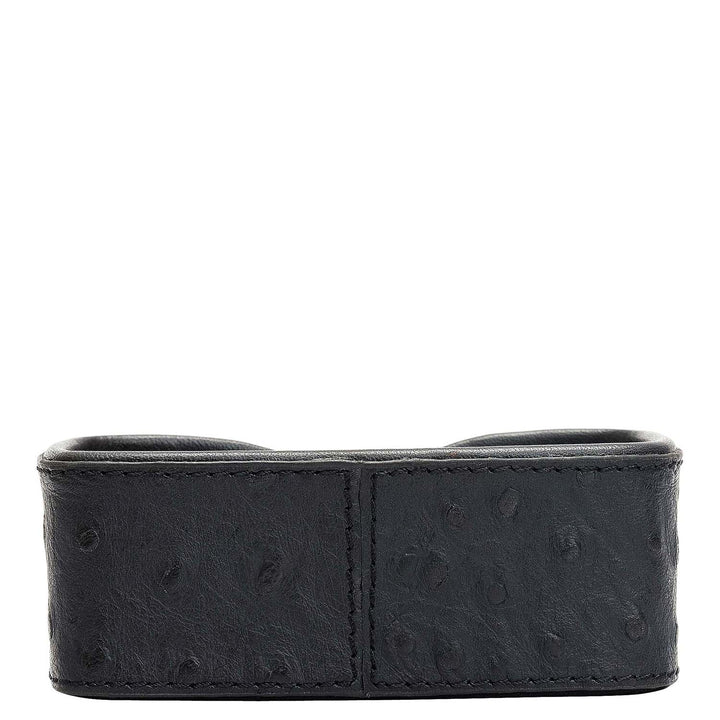 Ostrich Leather Card Organiser - Black