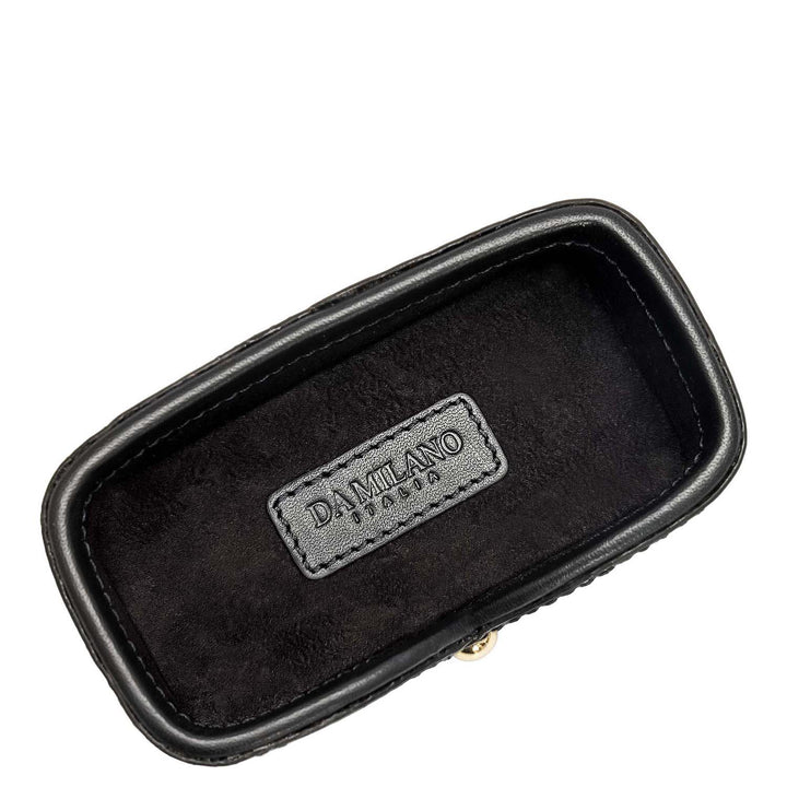 Ostrich Leather Card Organiser - Black