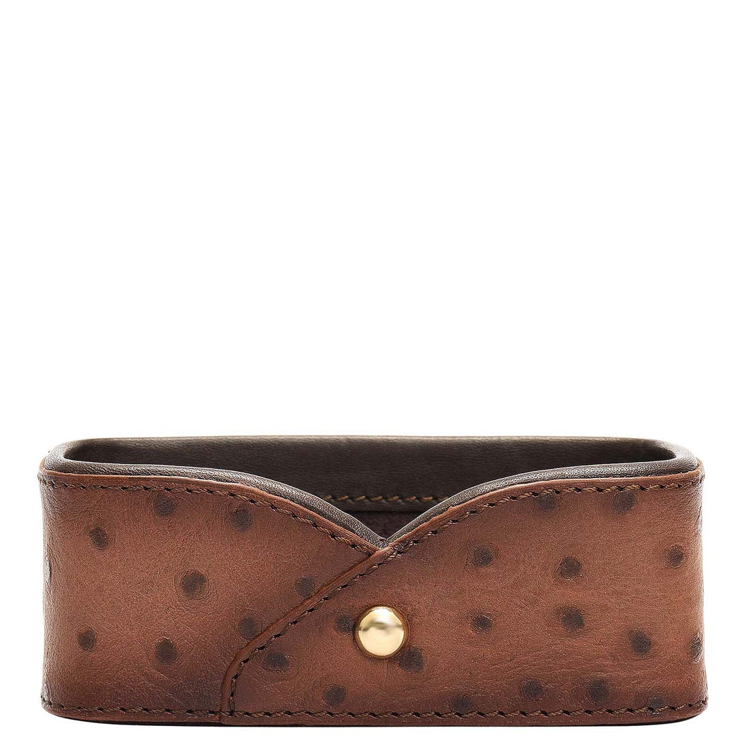 Ostrich Leather Card Organiser - Brown