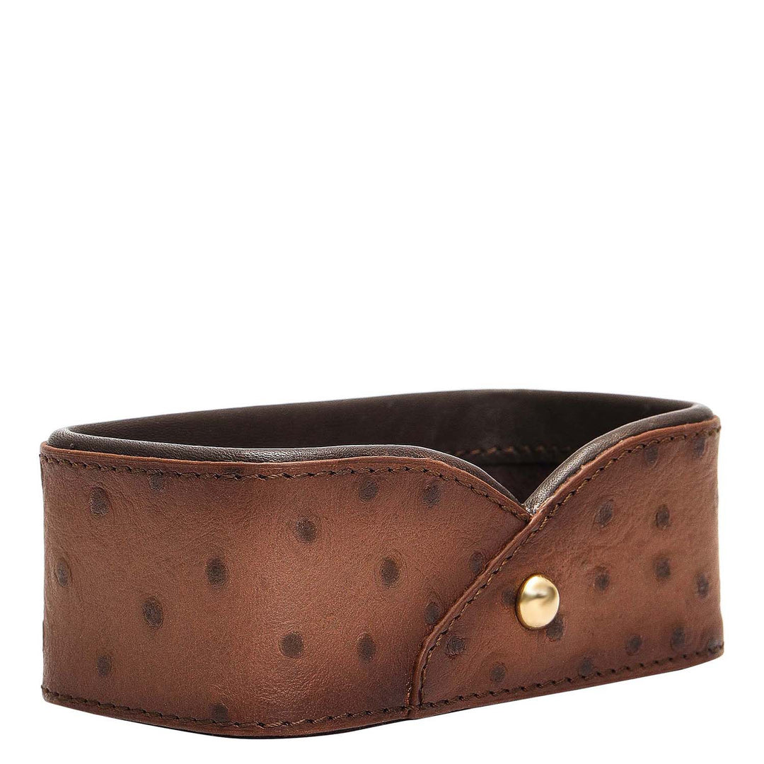 Ostrich Leather Card Organiser - Brown
