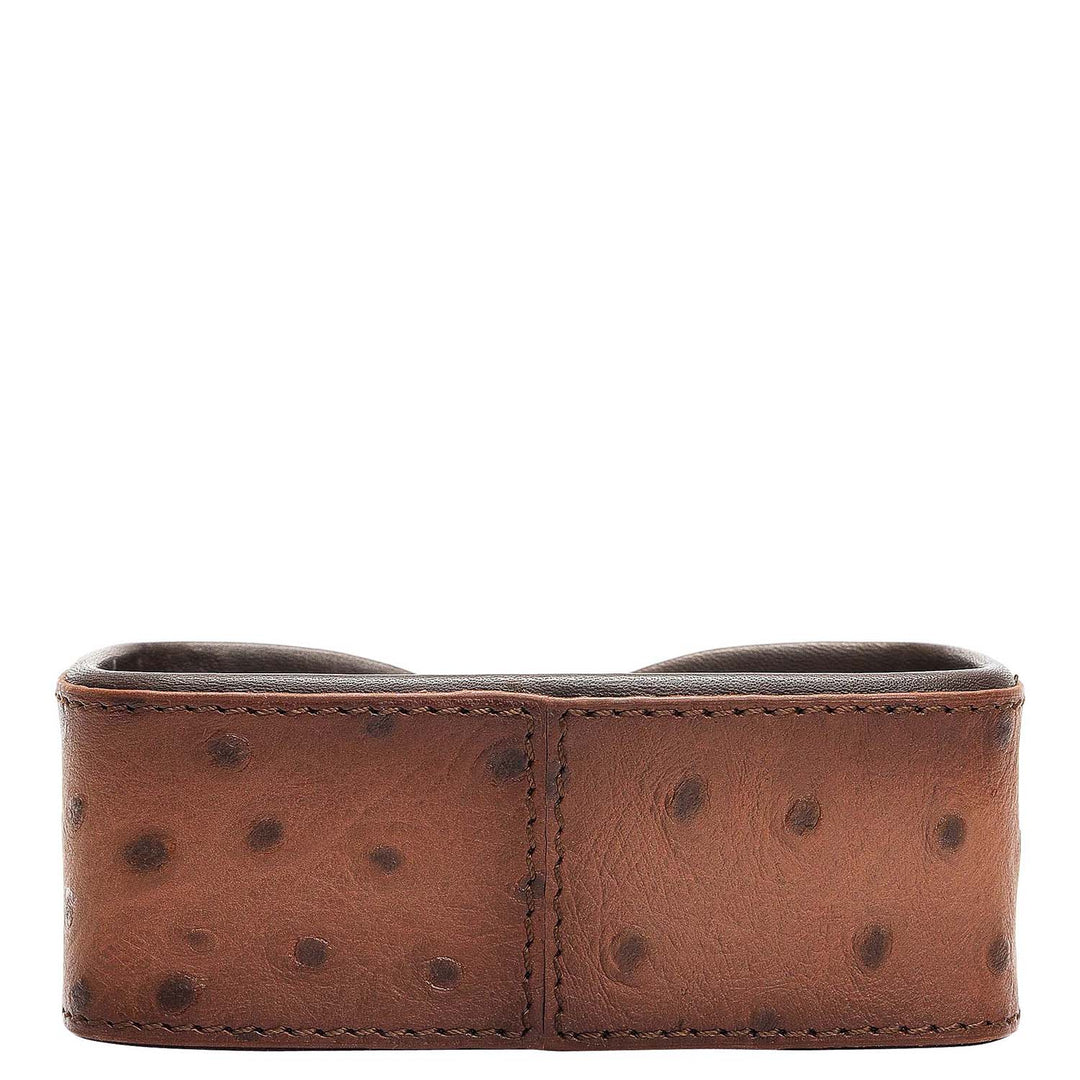 Ostrich Leather Card Organiser - Brown