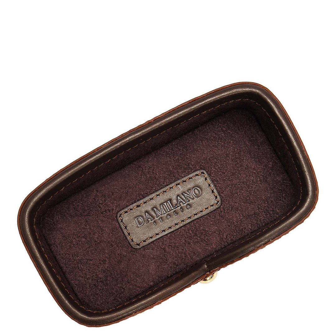 Ostrich Leather Card Organiser - Brown