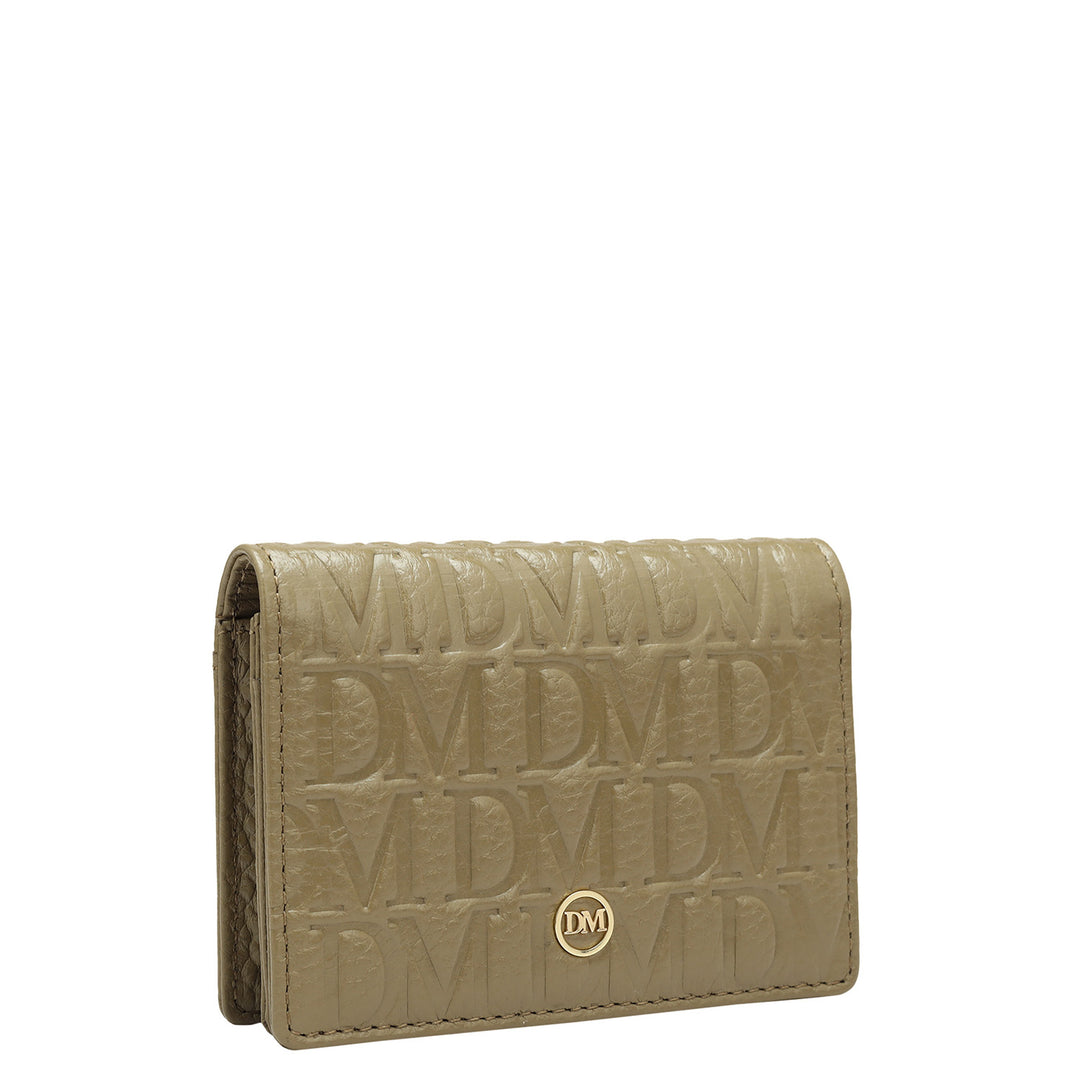 Monogram Wax Leather Card Case - Olive