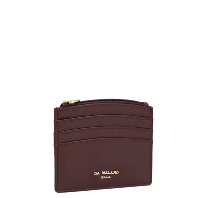 Wax Leather Card Case - Berry