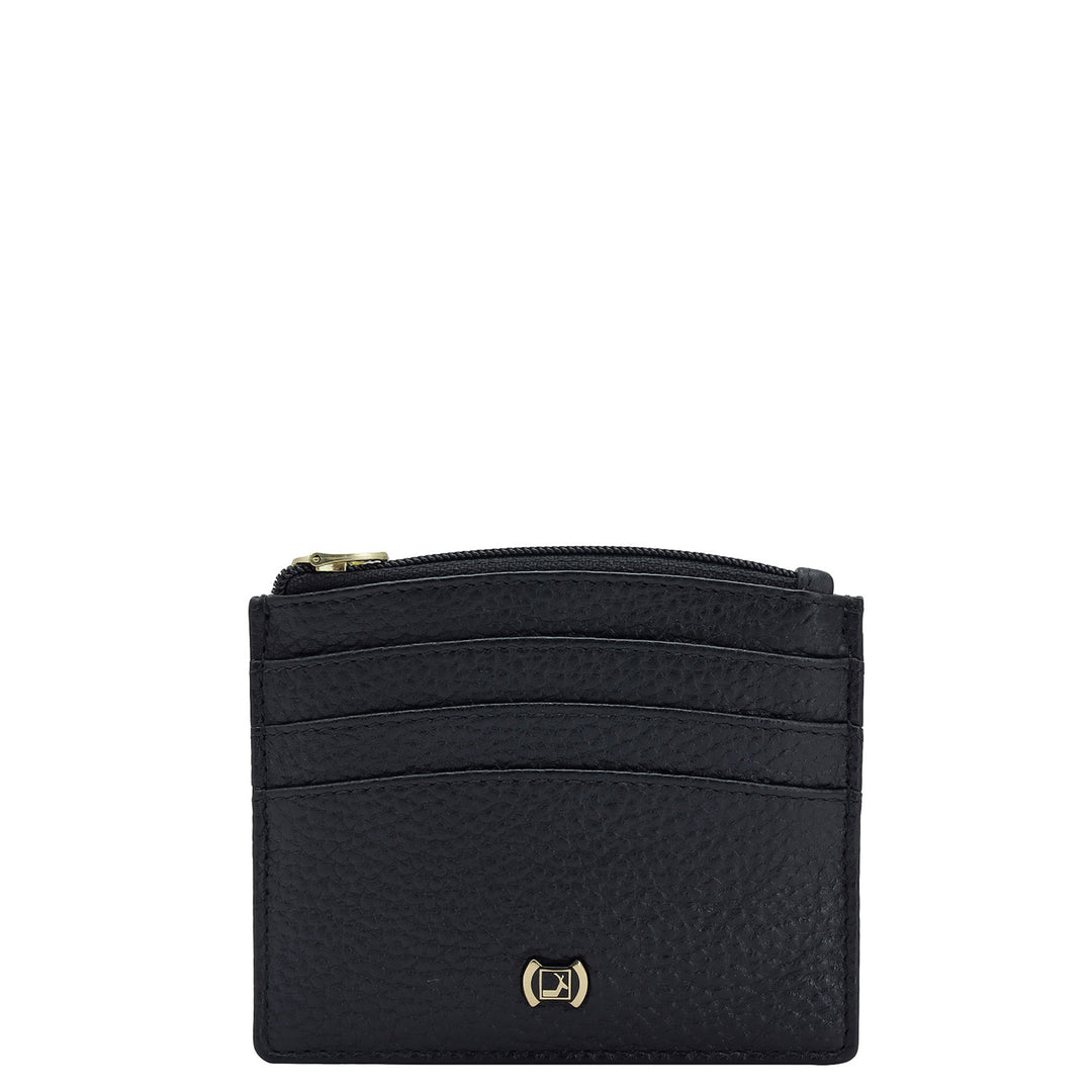 6 Slots Leather Card Case - Black