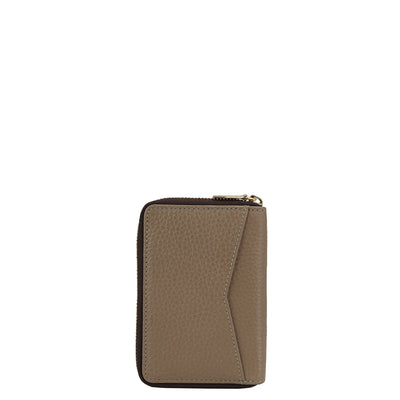 Wax Leather Card Case - Greyish Taupe