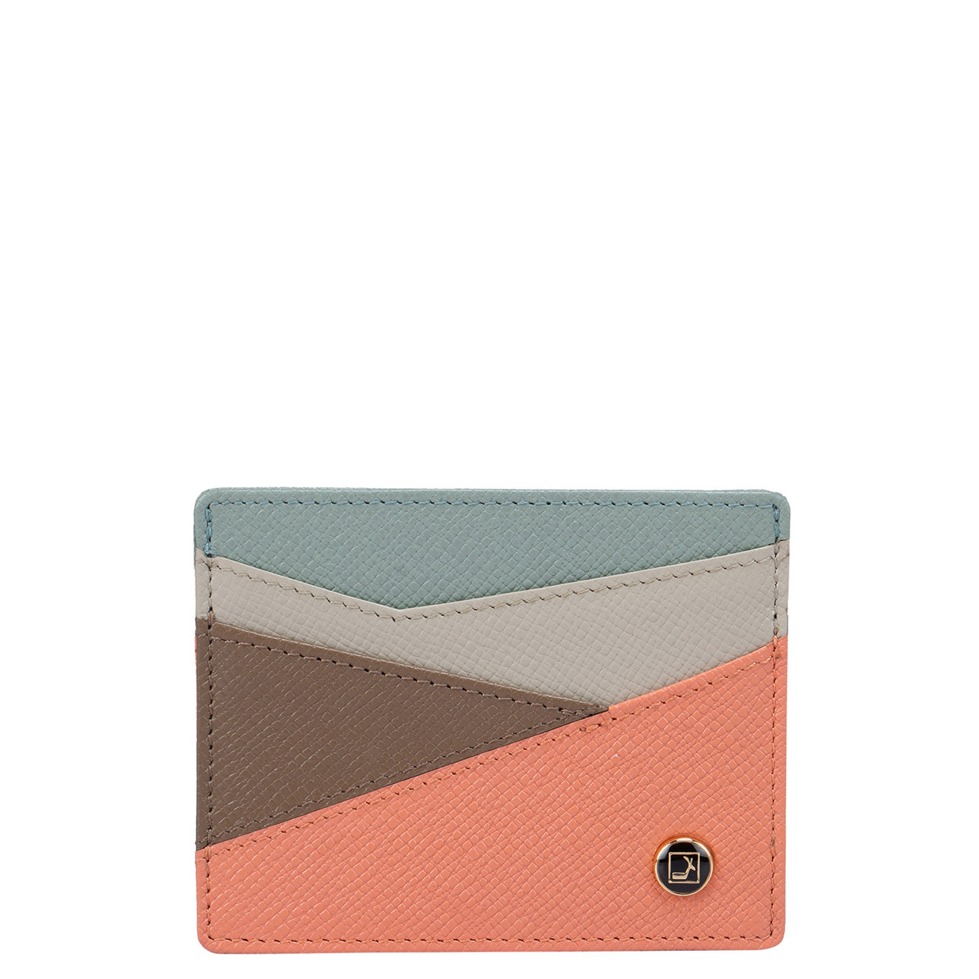 Franzy Leather Card Case - Salmon & Cafe