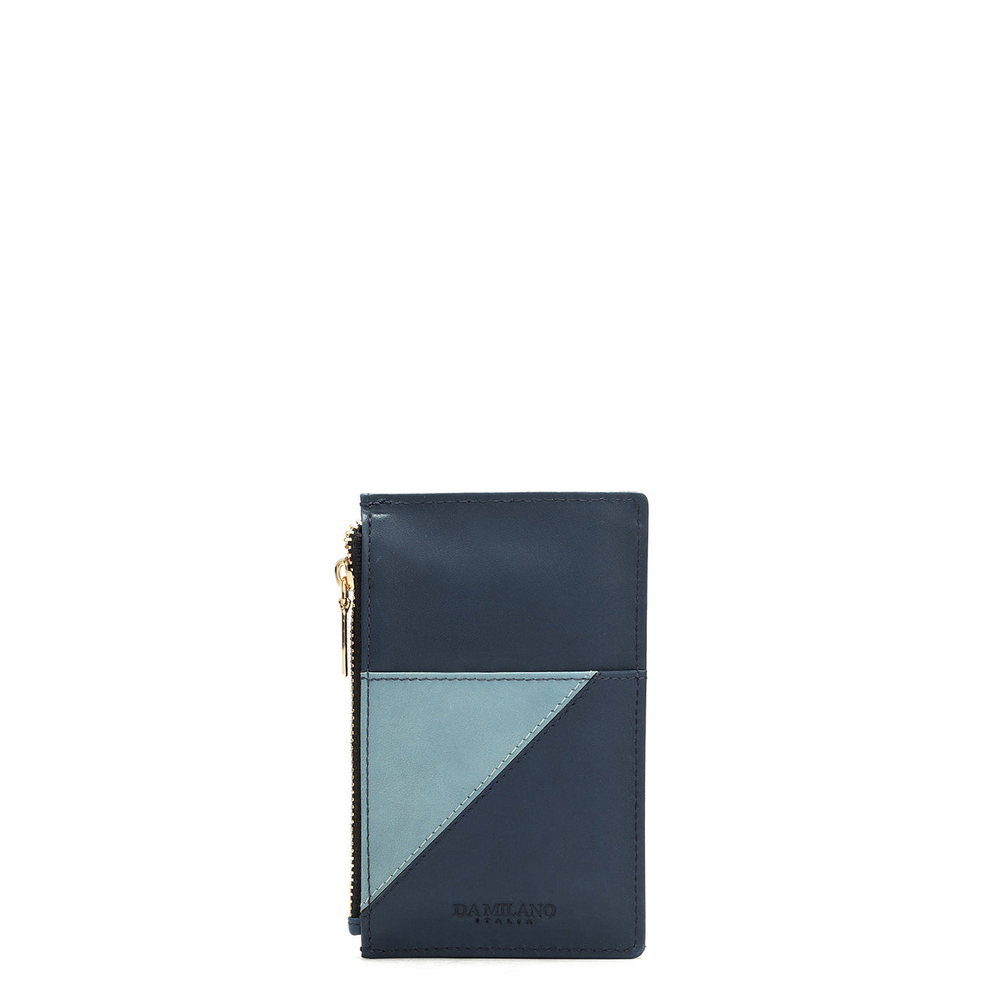 Plain Leather Card Case - Blue & Light Blue
