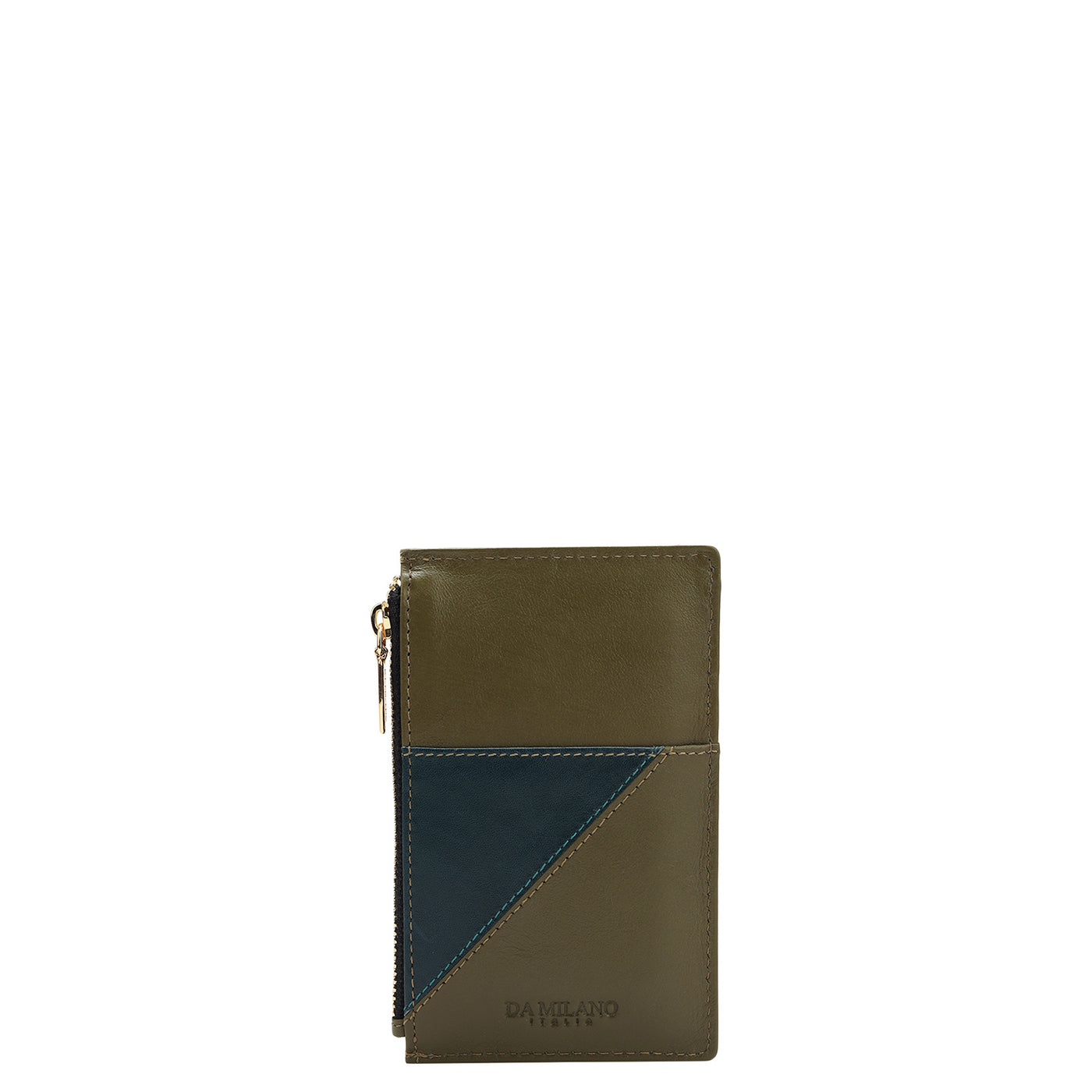 Plain Leather Card Case - Green & Blue