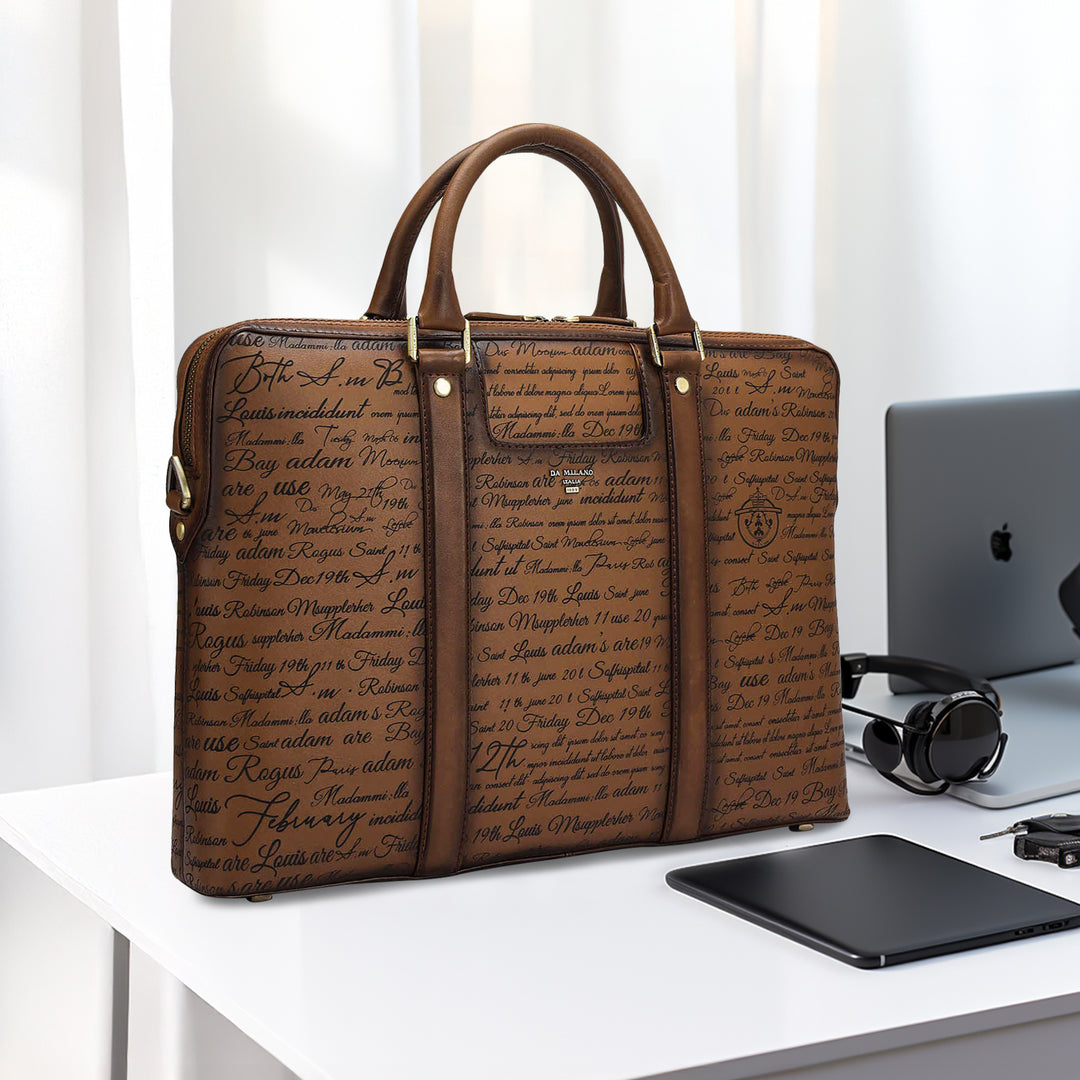 Signato Leather Laptop Bag - Cognac