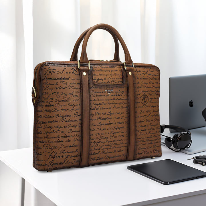 Signato Leather Laptop Bag - Cognac