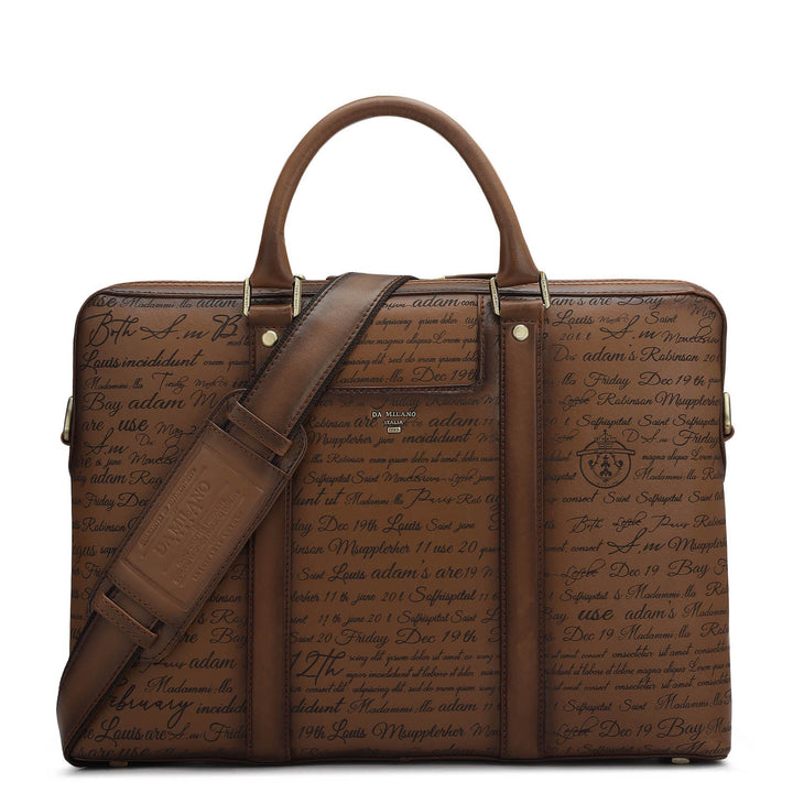 Signato Leather Laptop Bag - Cognac