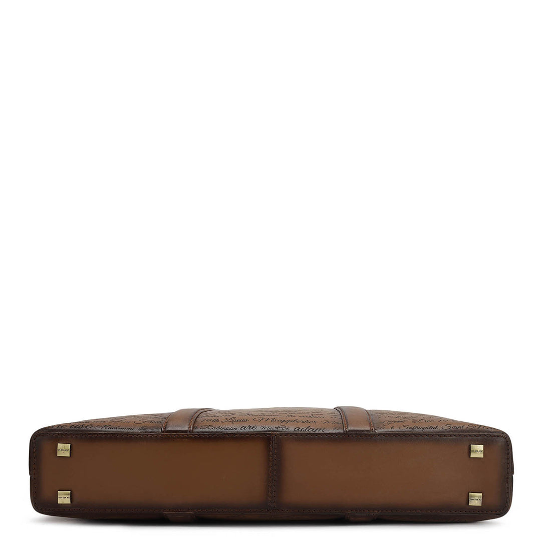 Signato Leather Laptop Bag - Cognac