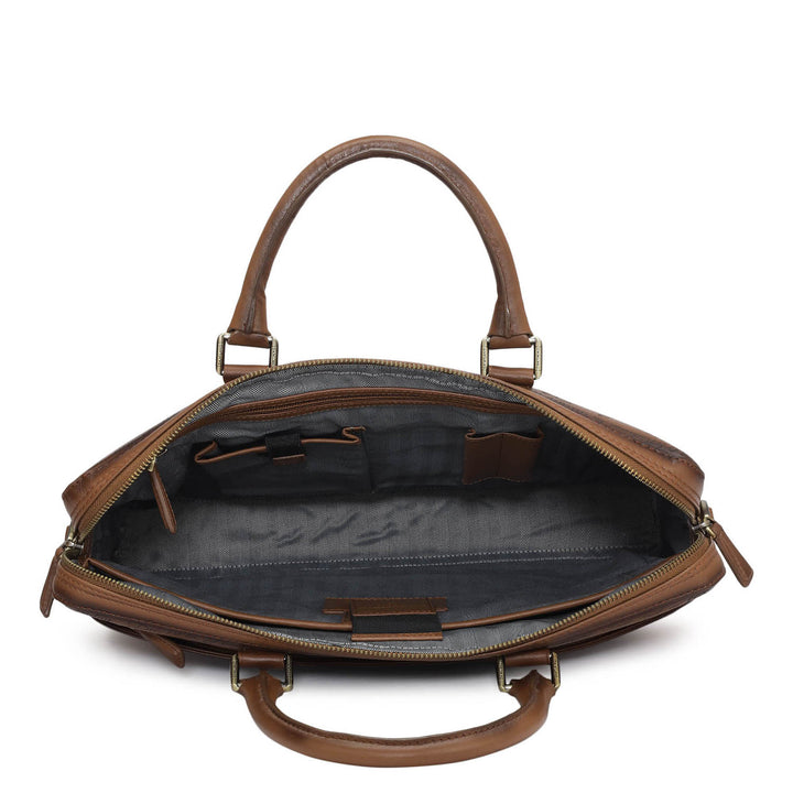 Signato Leather Laptop Bag - Cognac